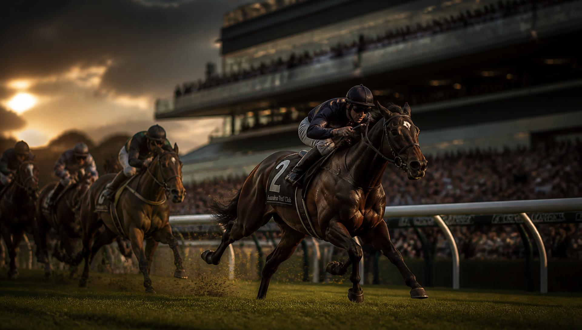 Thoroughbreds working on an Australian track at dawn